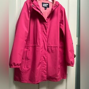 Land’s End 1X Pink Packable Jacket/Raincoat.  Perfect for Spring!